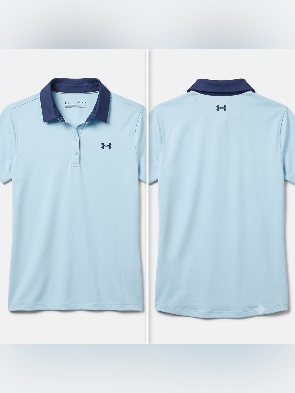 Under‎ Armour Men’s Light Blue Polo with Navy Collar